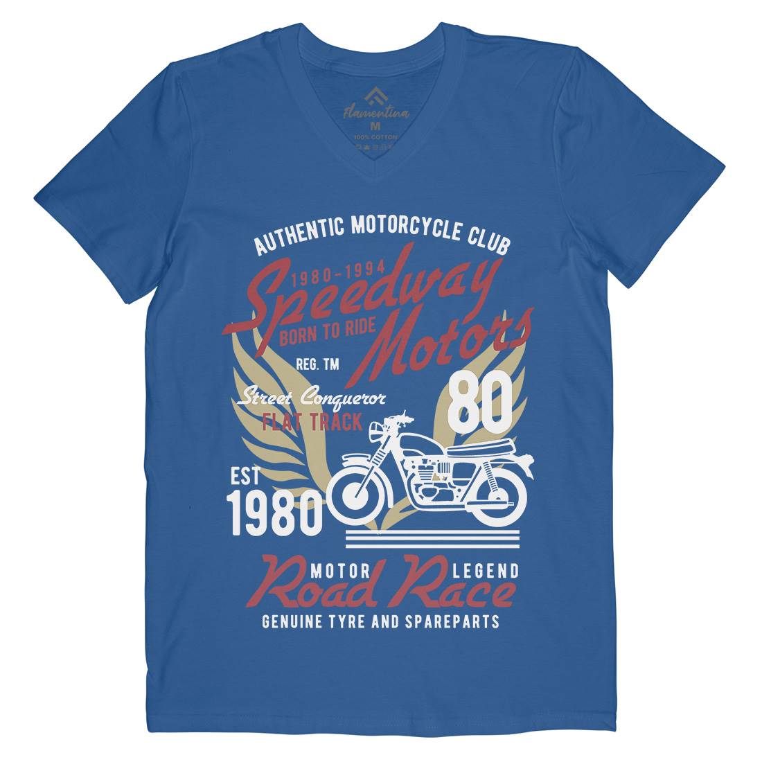 Speedways Motor Mens V-Neck T-Shirt Motorcycles B452