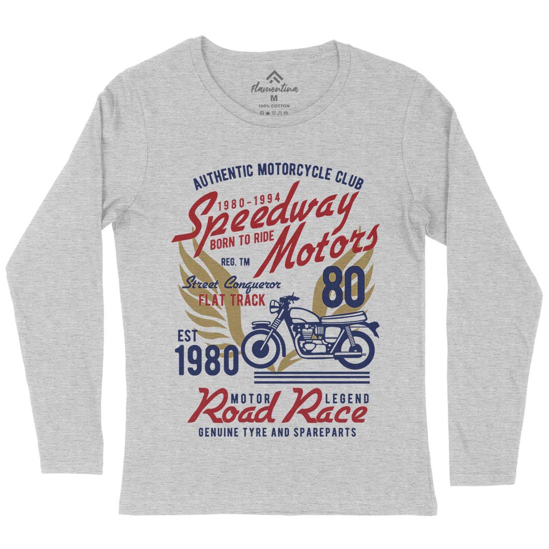 Speedways Motor Womens Long Sleeve T-Shirt Motorcycles B452