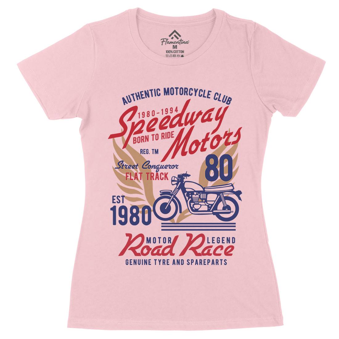 Speedways Motor Womens Organic Crew Neck T-Shirt Motorcycles B452