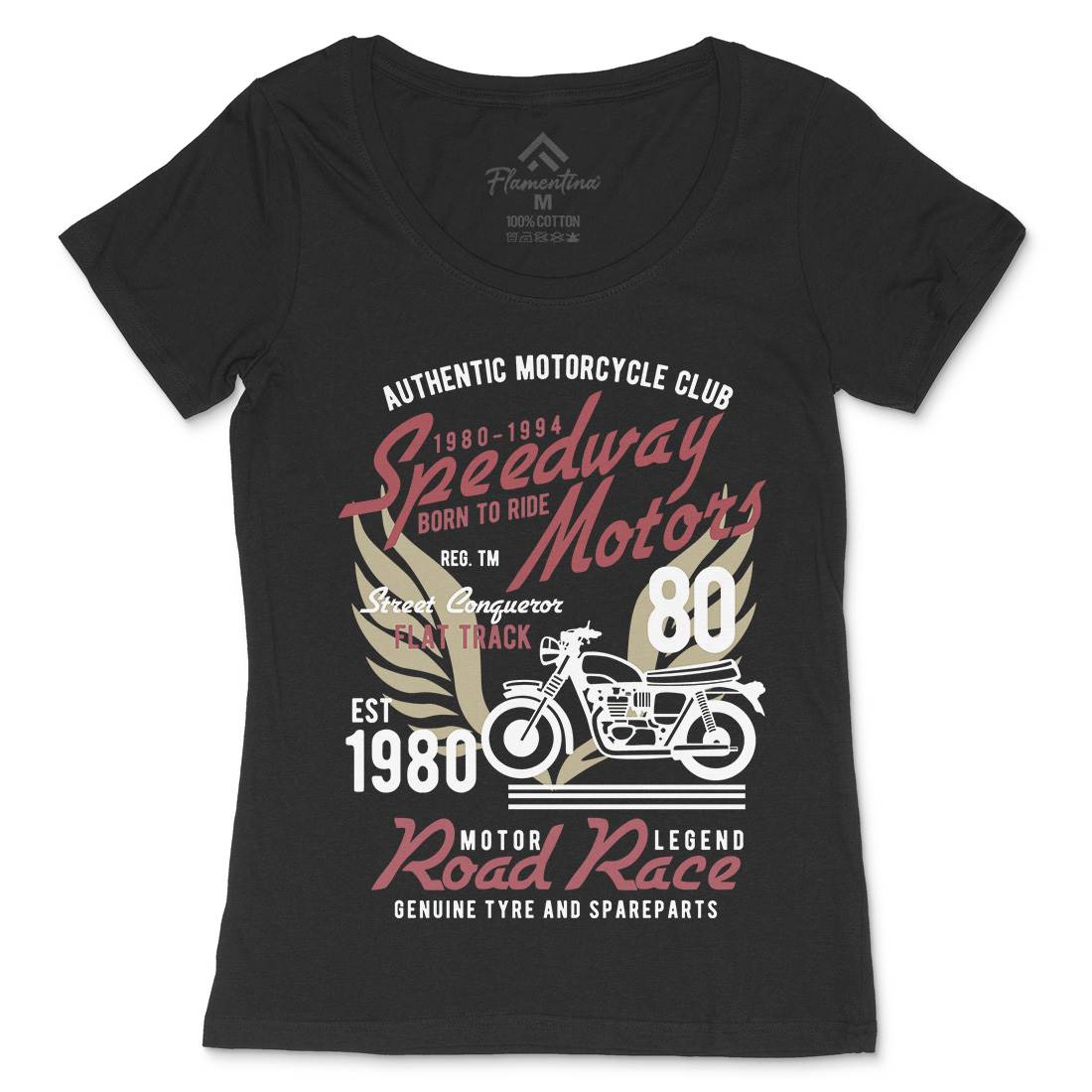Speedways Motor Womens Scoop Neck T-Shirt Motorcycles B452
