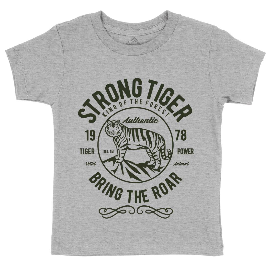 Strong Tiger Kids Organic Crew Neck T-Shirt Animals B453