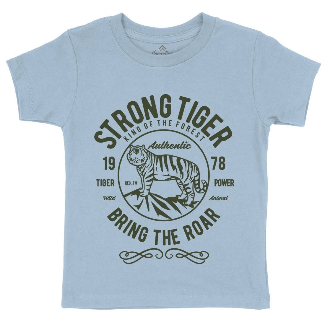 Strong Tiger Kids Organic Crew Neck T-Shirt Animals B453