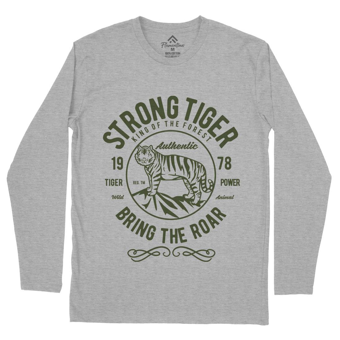 Strong Tiger Mens Long Sleeve T-Shirt Animals B453
