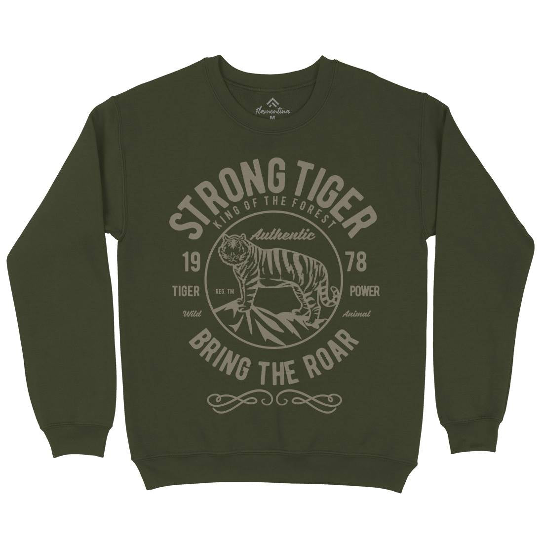 Strong Tiger Mens Crew Neck Sweatshirt Animals B453