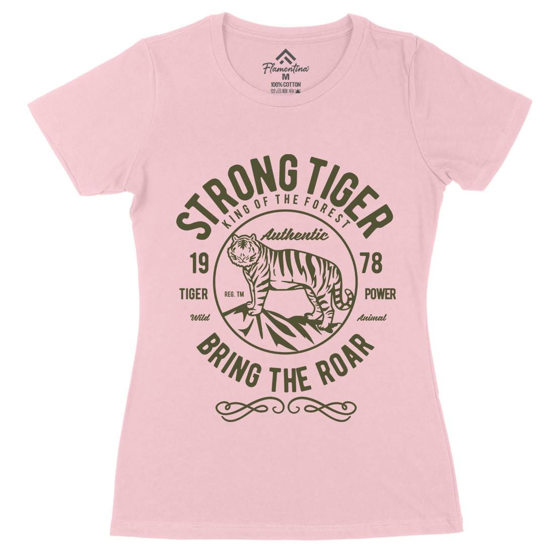 Strong Tiger Womens Organic Crew Neck T-Shirt Animals B453