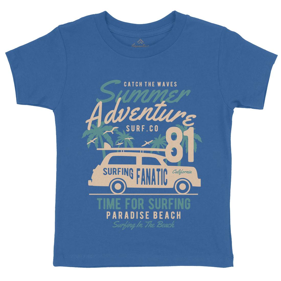 Summer Adventure Kids Crew Neck T-Shirt Nature B454