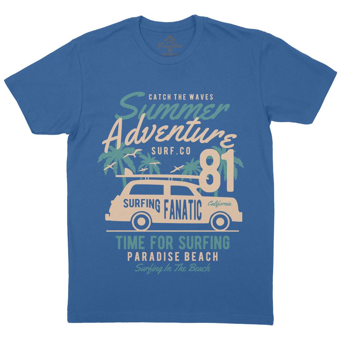 Summer Adventure Mens Organic Crew Neck T-Shirt Nature B454