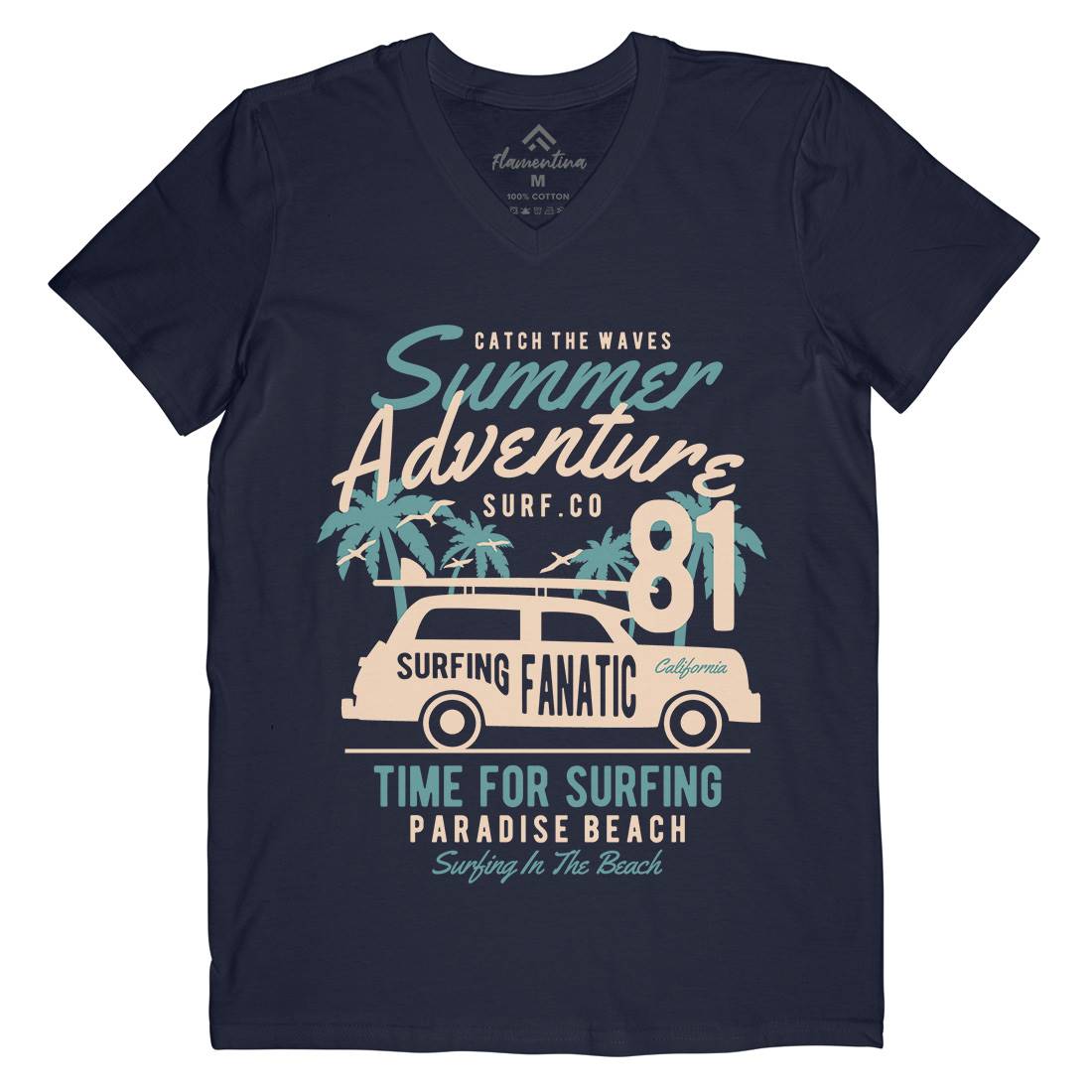 Summer Adventure Mens V-Neck T-Shirt Nature B454