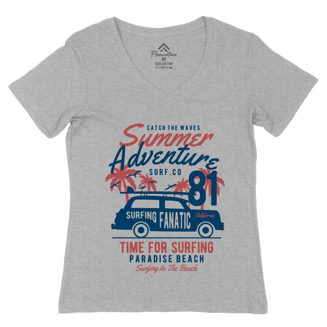 Summer Adventure Womens Organic V-Neck T-Shirt Nature B454