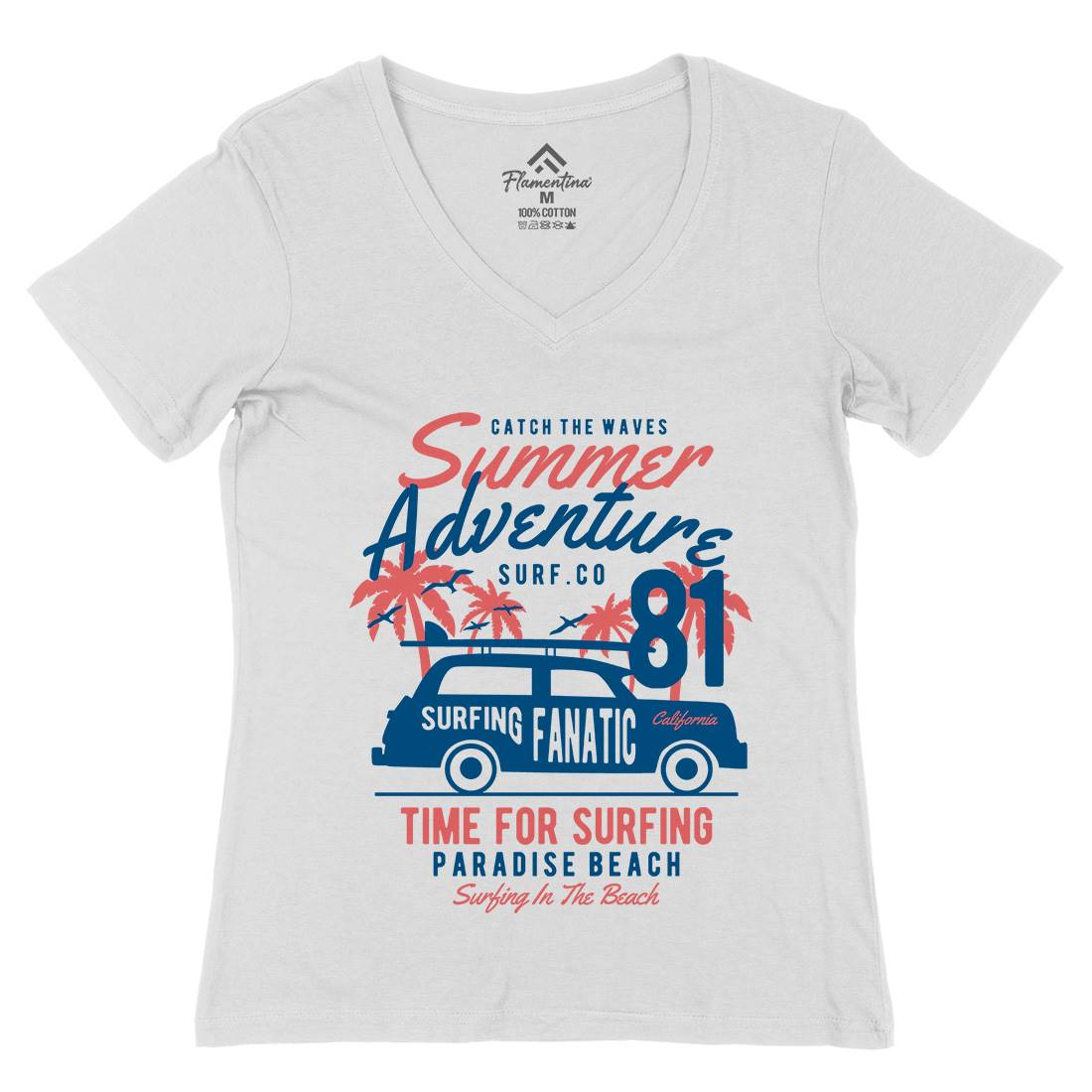 Summer Adventure Womens Organic V-Neck T-Shirt Nature B454