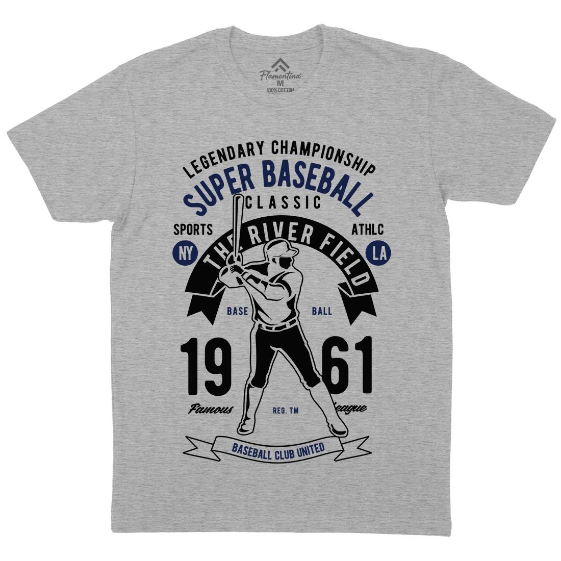 Super Baseball Mens Organic Crew Neck T-Shirt Sport B455
