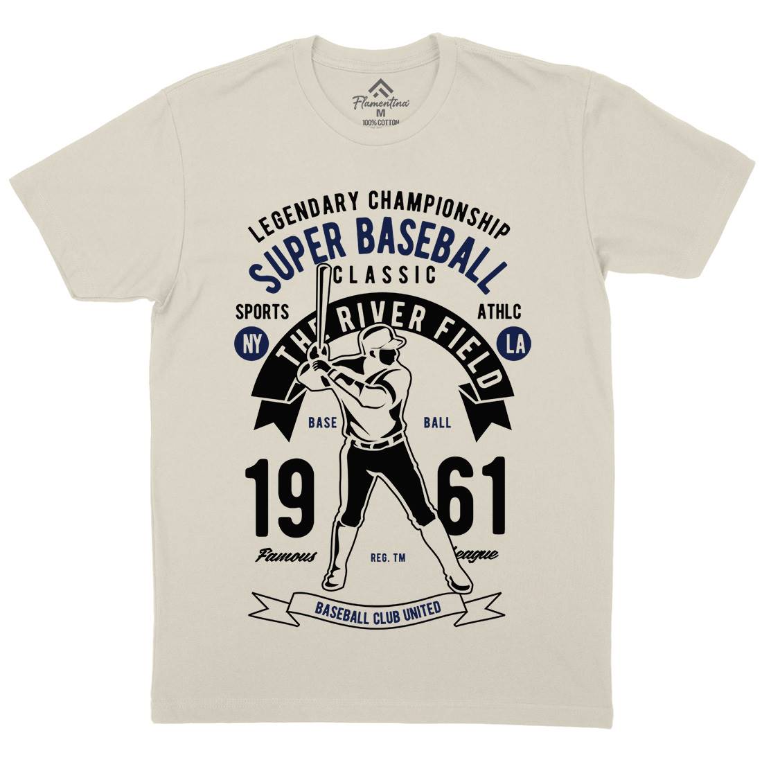Super Baseball Mens Organic Crew Neck T-Shirt Sport B455