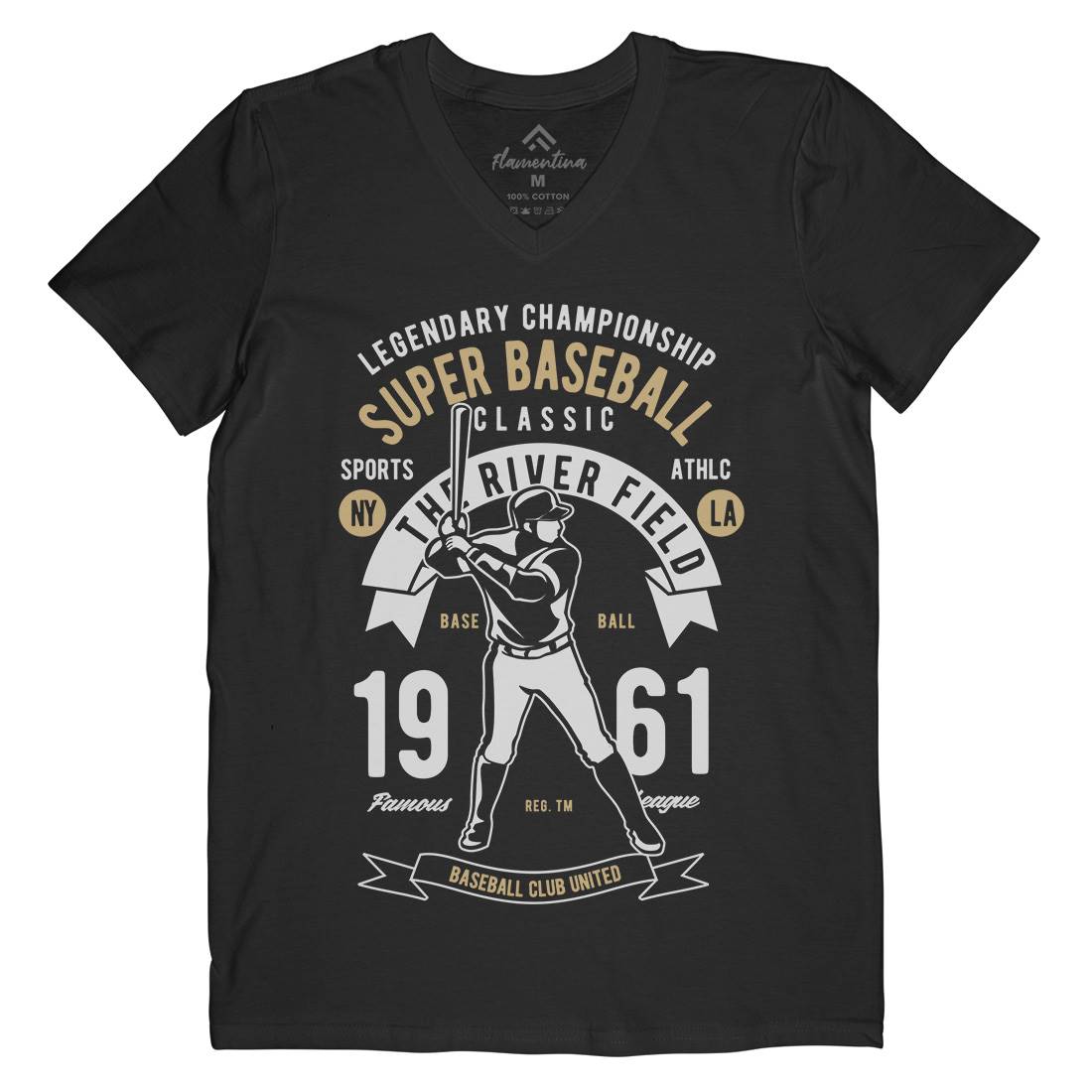 Super Baseball Mens Organic V-Neck T-Shirt Sport B455