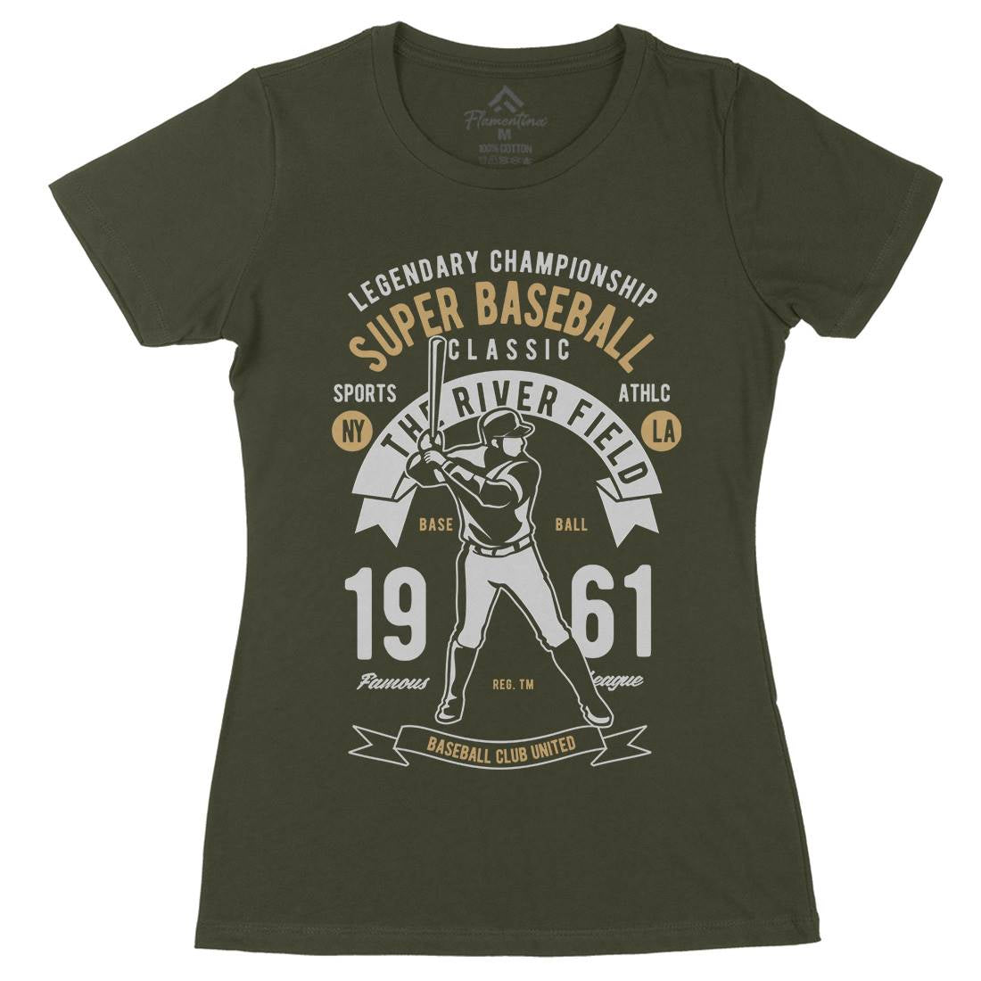 Super Baseball Womens Organic Crew Neck T-Shirt Sport B455