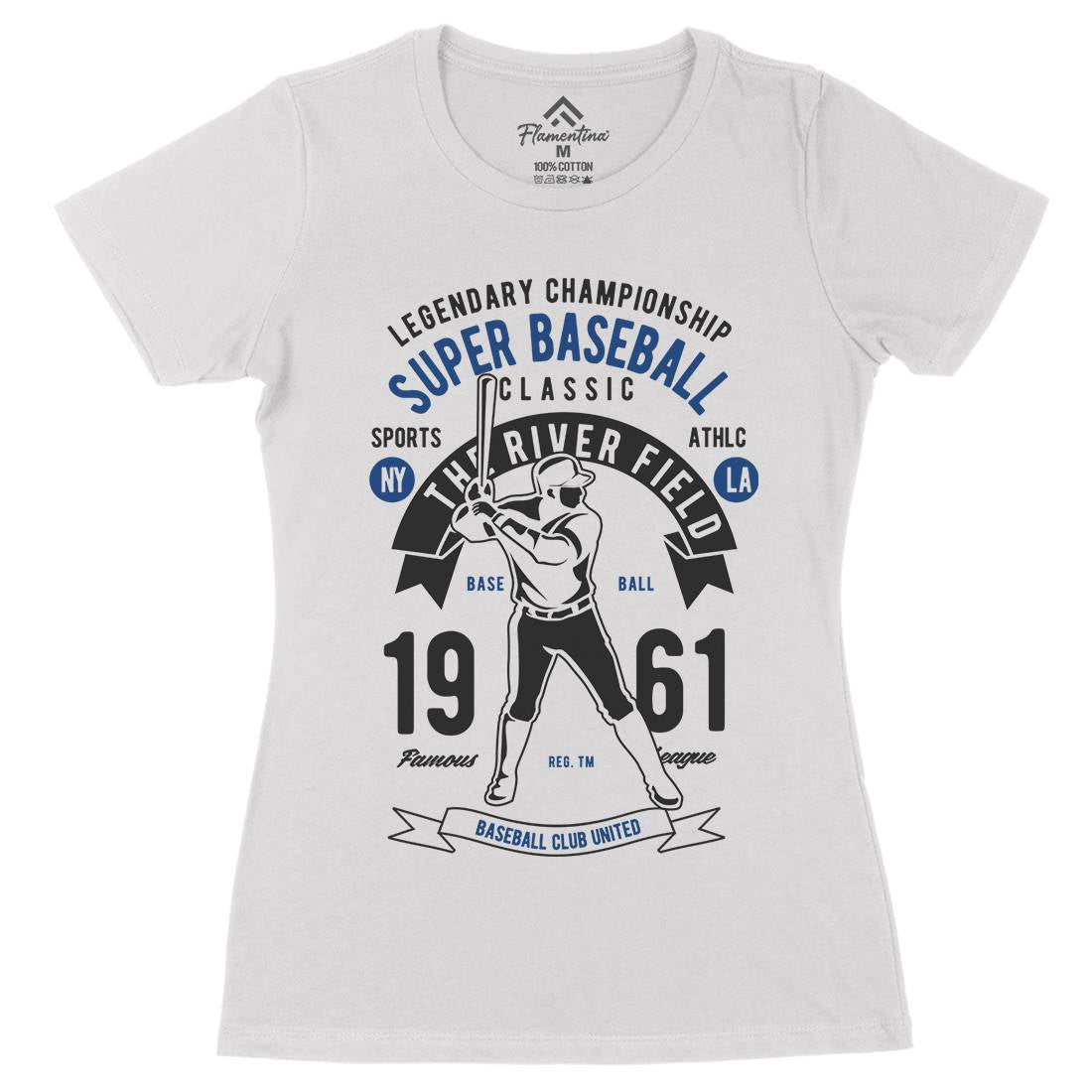 Super Baseball Womens Organic Crew Neck T-Shirt Sport B455