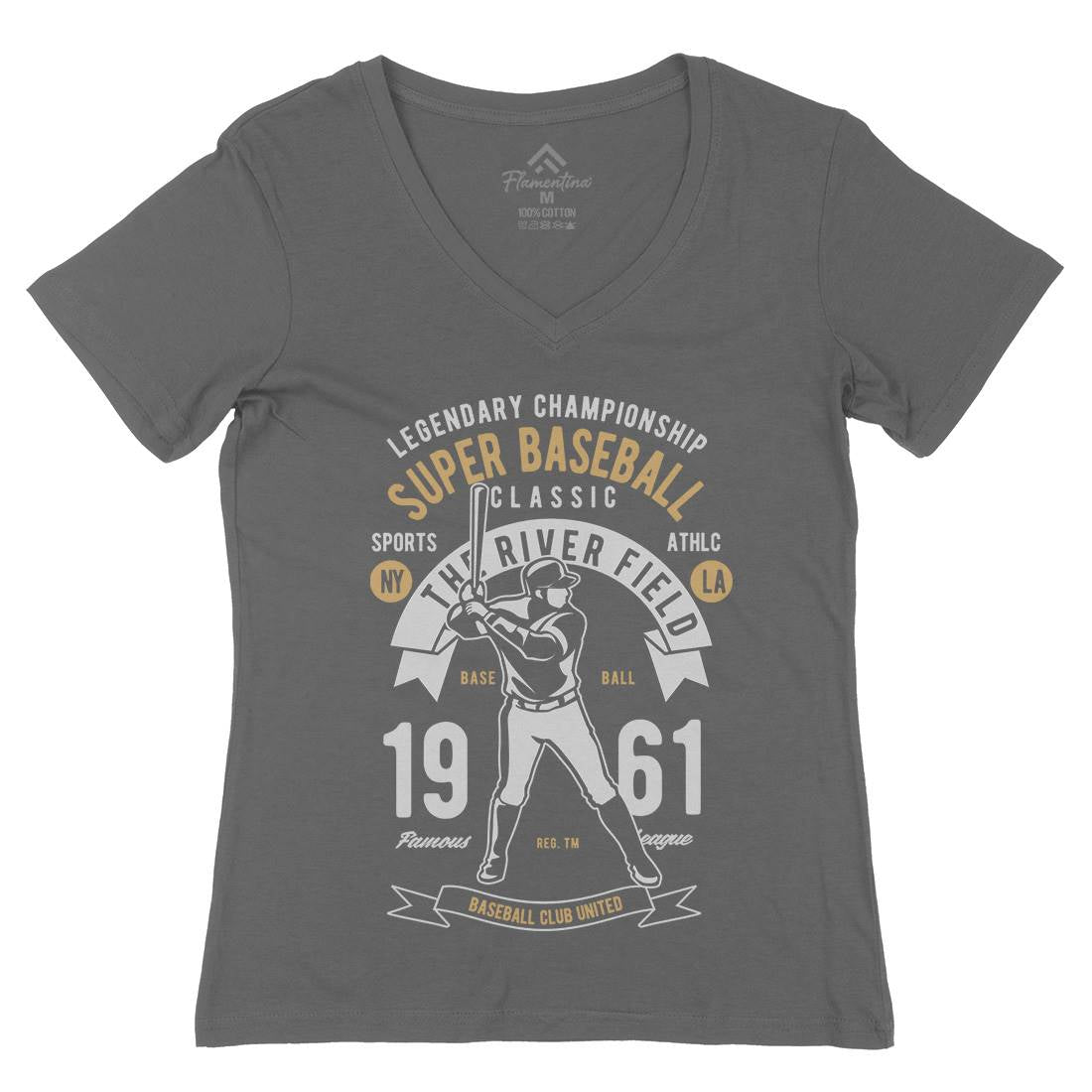Super Baseball Womens Organic V-Neck T-Shirt Sport B455
