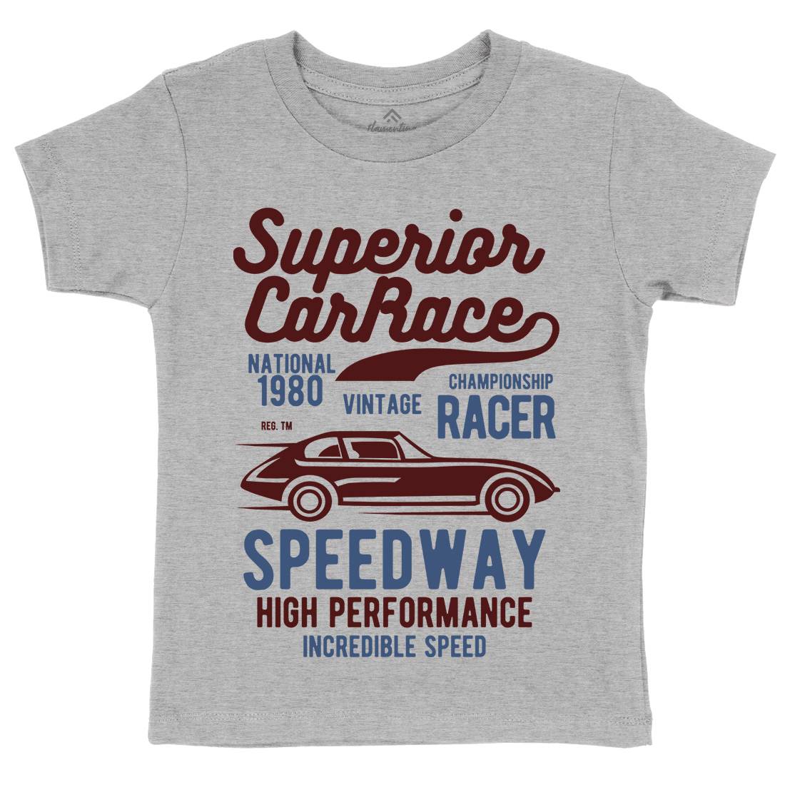 Superior Car Race Kids Organic Crew Neck T-Shirt Cars B456