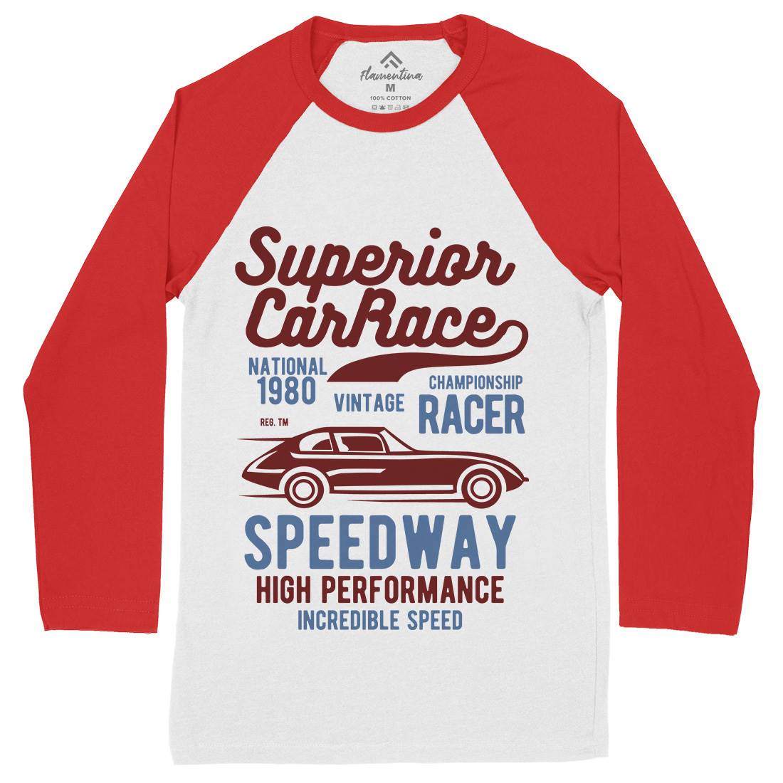 Superior Car Race Mens Long Sleeve Baseball T-Shirt Cars B456