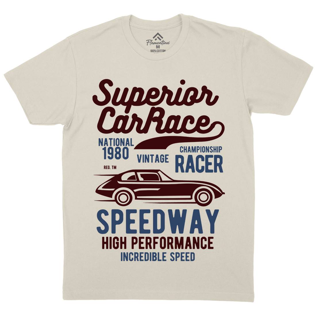 Superior Car Race Mens Organic Crew Neck T-Shirt Cars B456