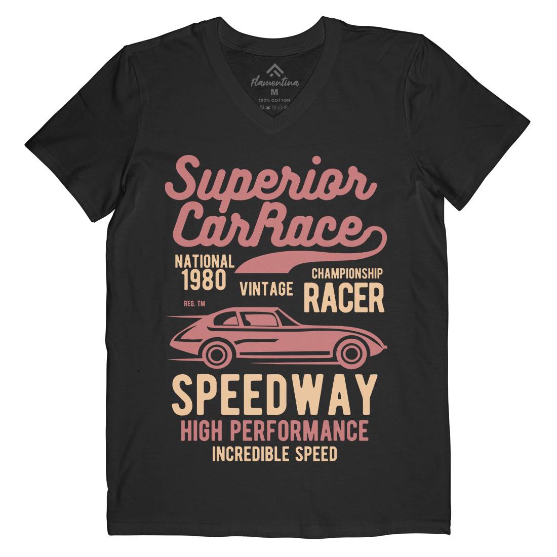 Superior Car Race Mens Organic V-Neck T-Shirt Cars B456