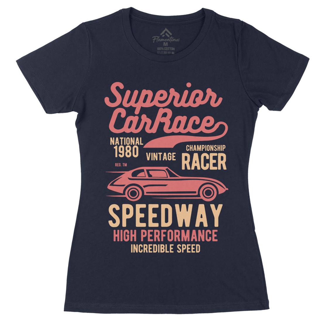 Superior Car Race Womens Organic Crew Neck T-Shirt Cars B456