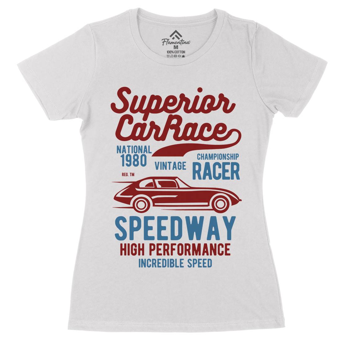 Superior Car Race Womens Organic Crew Neck T-Shirt Cars B456