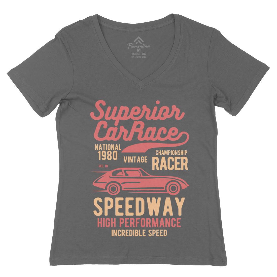 Superior Car Race Womens Organic V-Neck T-Shirt Cars B456