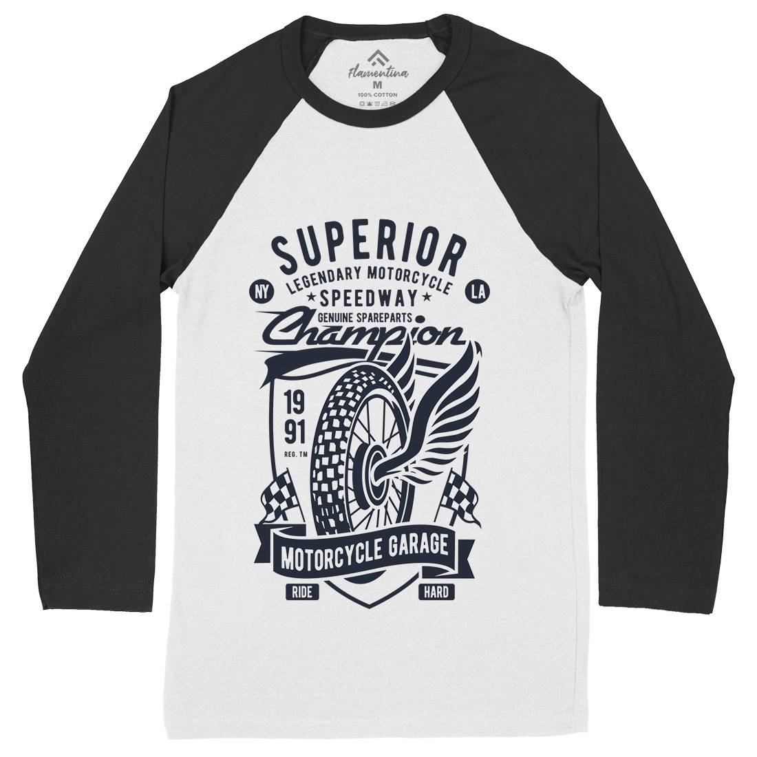 Superior Garage Mens Long Sleeve Baseball T-Shirt Motorcycles B457