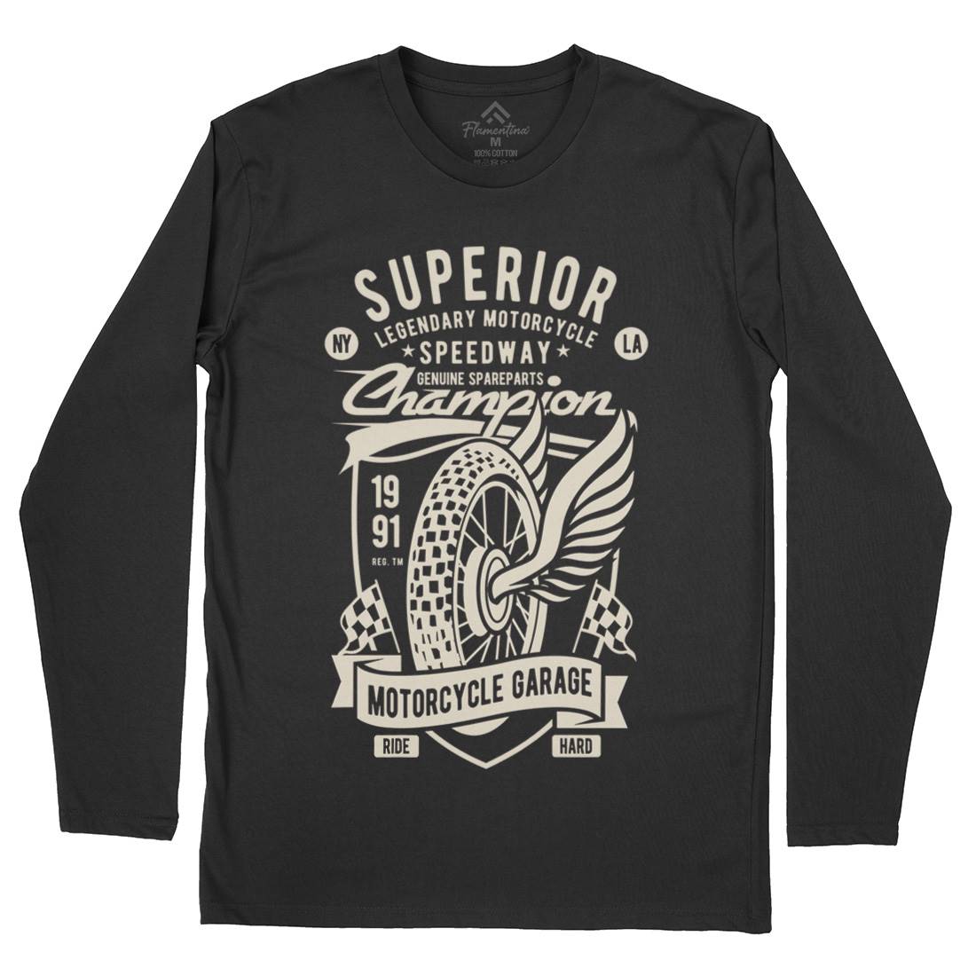 Superior Garage Mens Long Sleeve T-Shirt Motorcycles B457