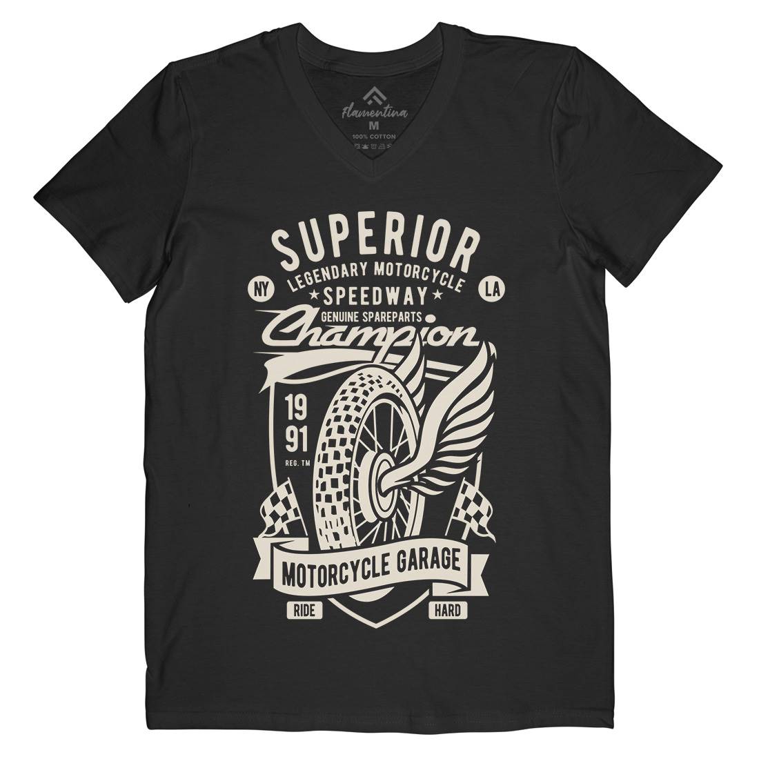 Superior Garage Mens V-Neck T-Shirt Motorcycles B457