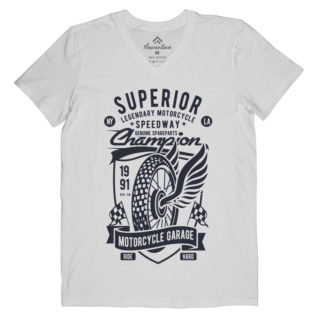Superior Garage Mens Organic V-Neck T-Shirt Motorcycles B457