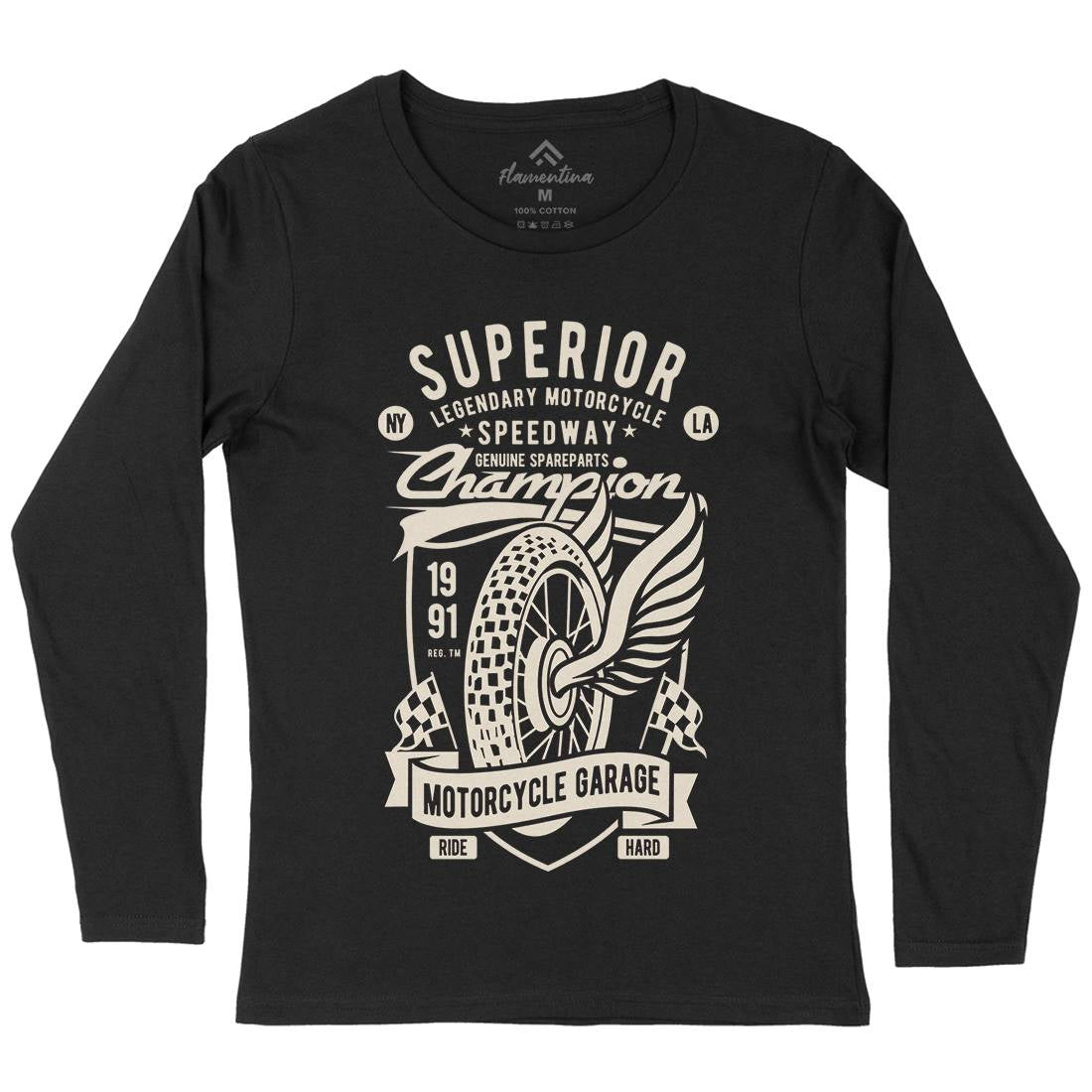 Superior Garage Womens Long Sleeve T-Shirt Motorcycles B457