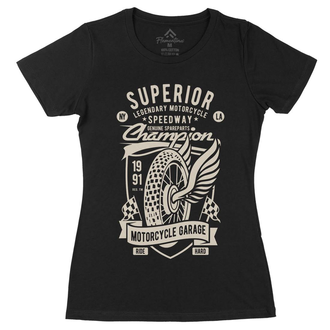 Superior Garage Womens Organic Crew Neck T-Shirt Motorcycles B457