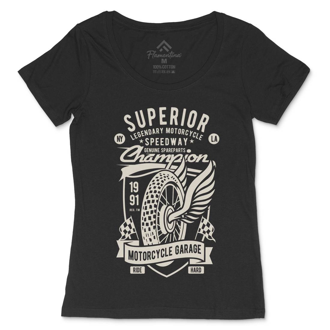 Superior Garage Womens Scoop Neck T-Shirt Motorcycles B457