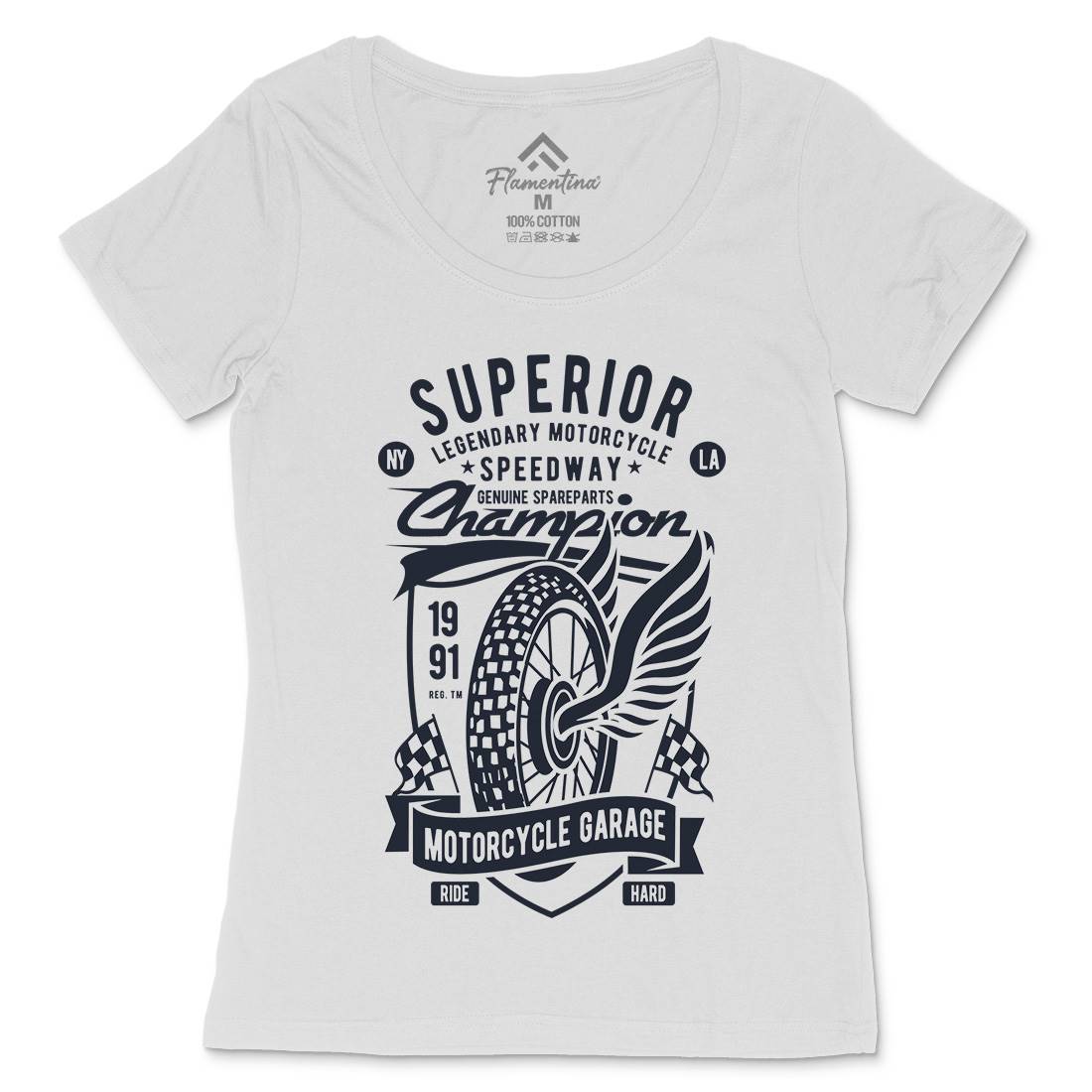 Superior Garage Womens Scoop Neck T-Shirt Motorcycles B457