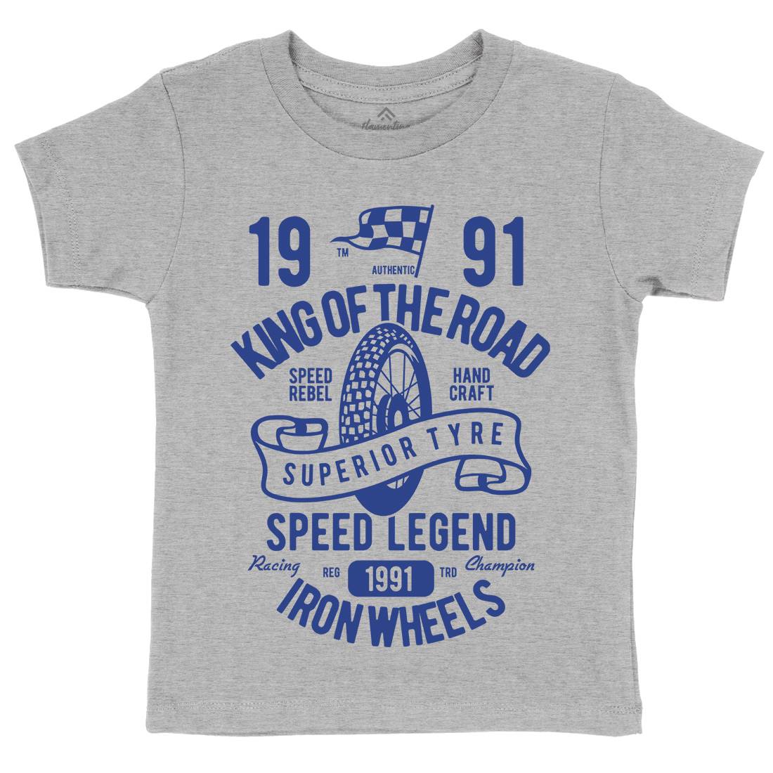 Superior Tyre King Of The Road Kids Organic Crew Neck T-Shirt Motorcycles B458