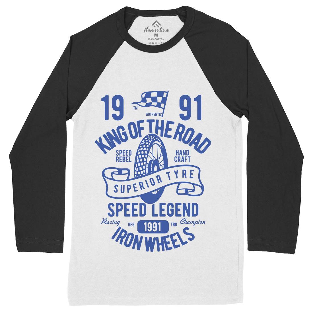 Superior Tyre King Of The Road Mens Long Sleeve Baseball T-Shirt Motorcycles B458