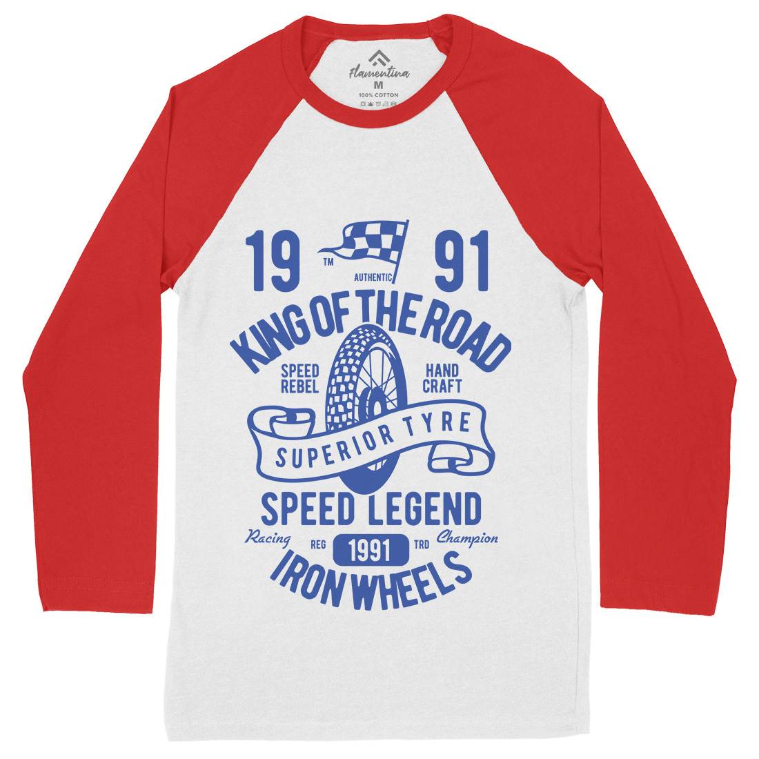Superior Tyre King Of The Road Mens Long Sleeve Baseball T-Shirt Motorcycles B458