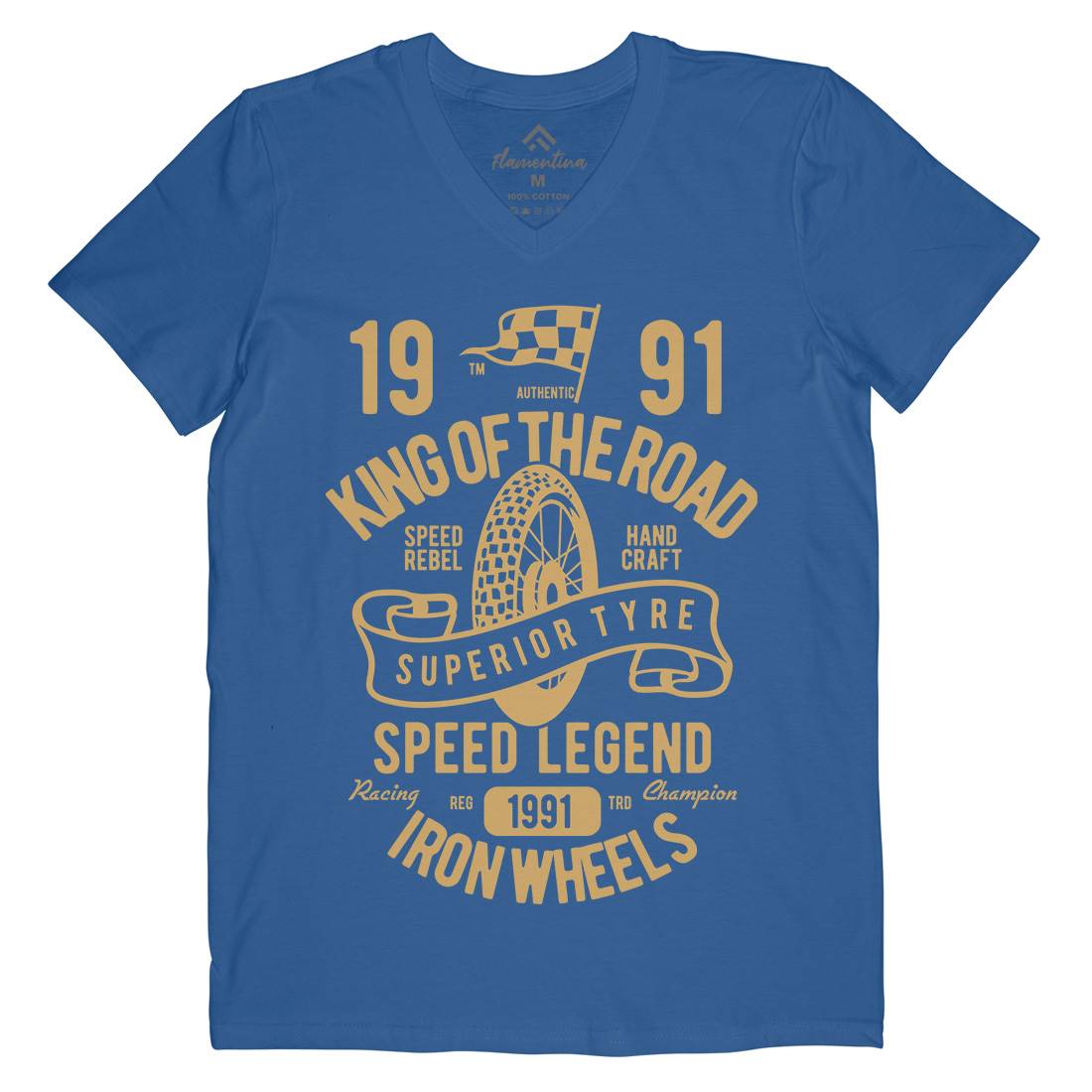 Superior Tyre King Of The Road Mens V-Neck T-Shirt Motorcycles B458