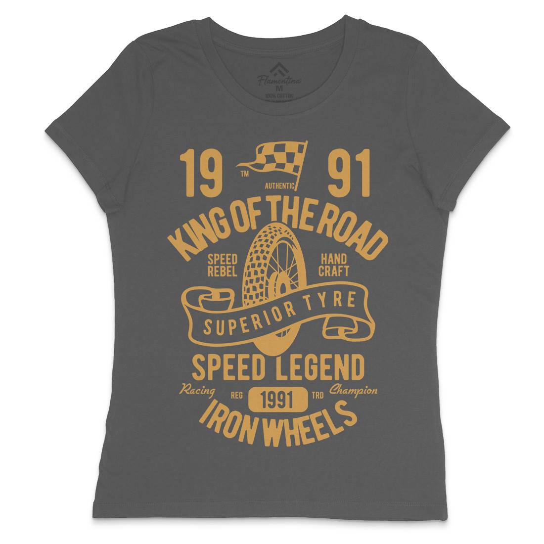 Superior Tyre King Of The Road Womens Crew Neck T-Shirt Motorcycles B458