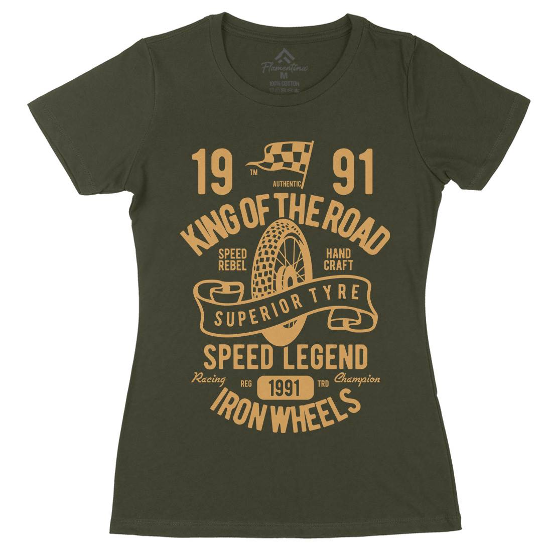 Superior Tyre King Of The Road Womens Organic Crew Neck T-Shirt Motorcycles B458