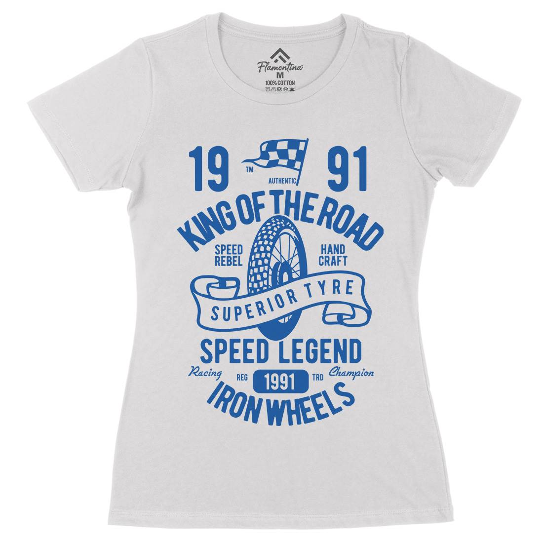 Superior Tyre King Of The Road Womens Organic Crew Neck T-Shirt Motorcycles B458