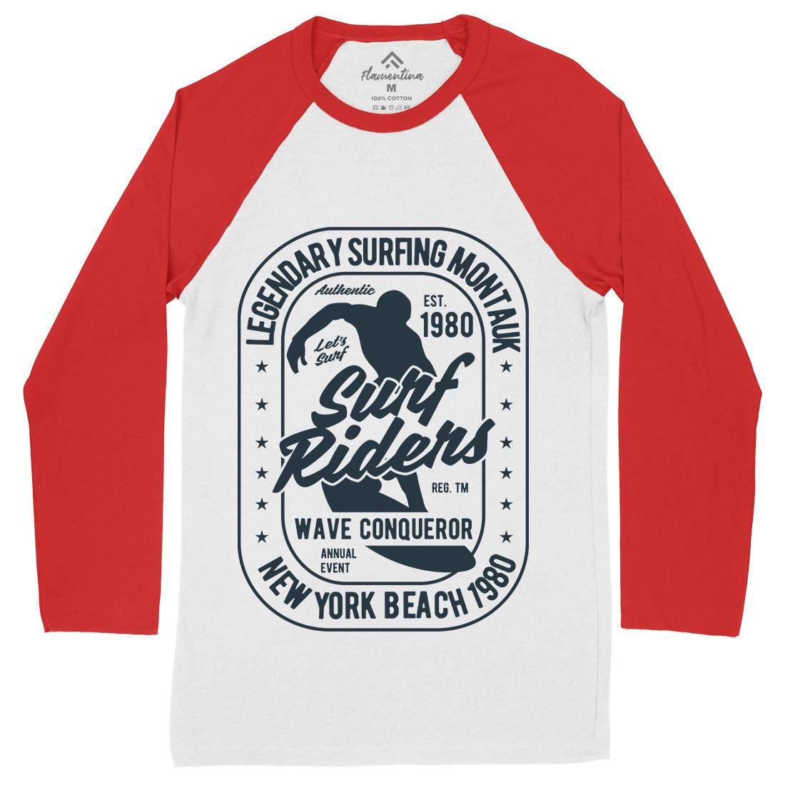 Surfing Rider Mens Long Sleeve Baseball T-Shirt Surf B460