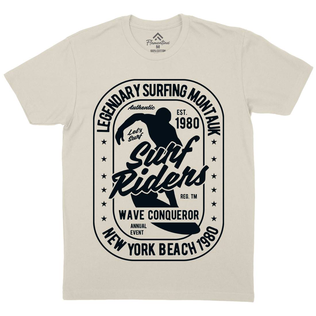 Surfing Rider Mens Organic Crew Neck T-Shirt Surf B460