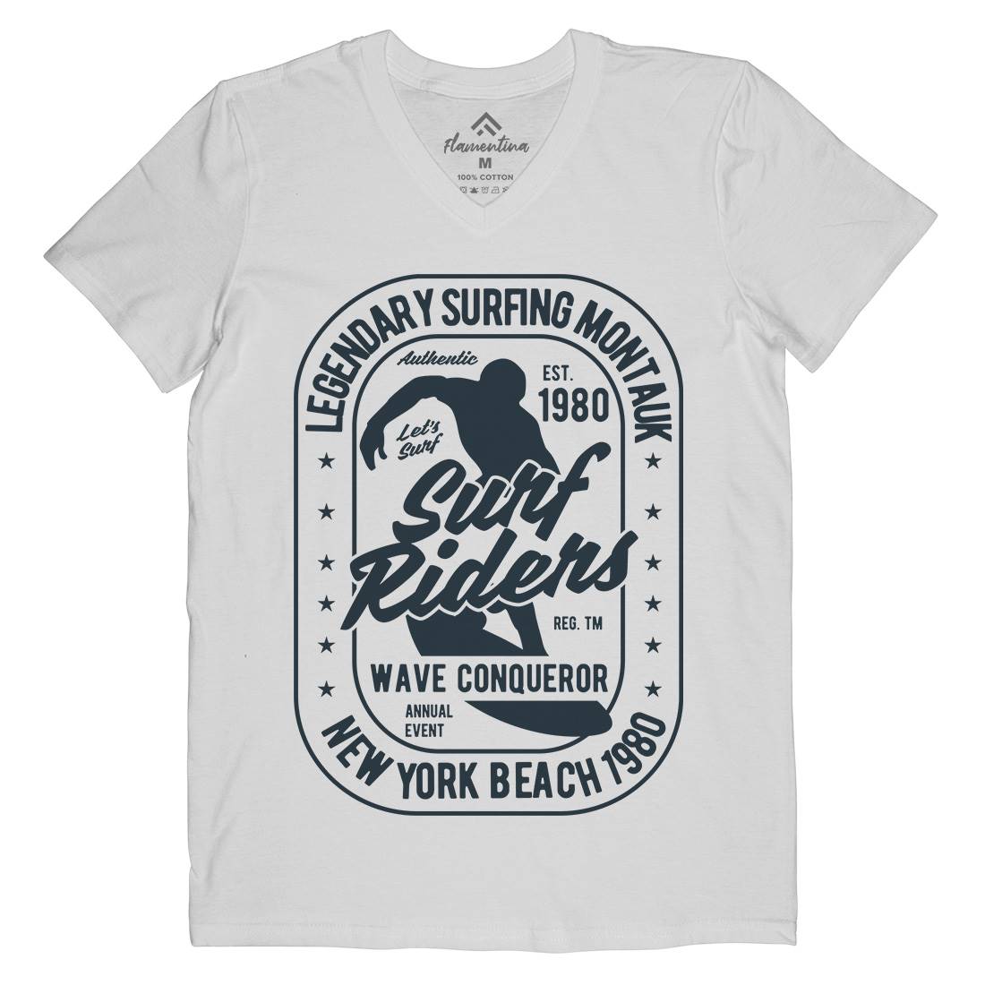 Surfing Rider Mens V-Neck T-Shirt Surf B460