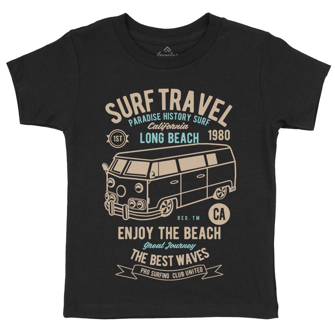 Surfing Travel Kids Crew Neck T-Shirt Surf B461