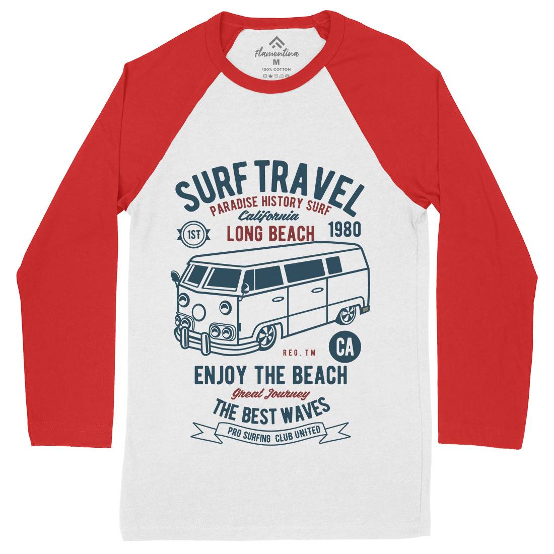 Surfing Travel Mens Long Sleeve Baseball T-Shirt Surf B461