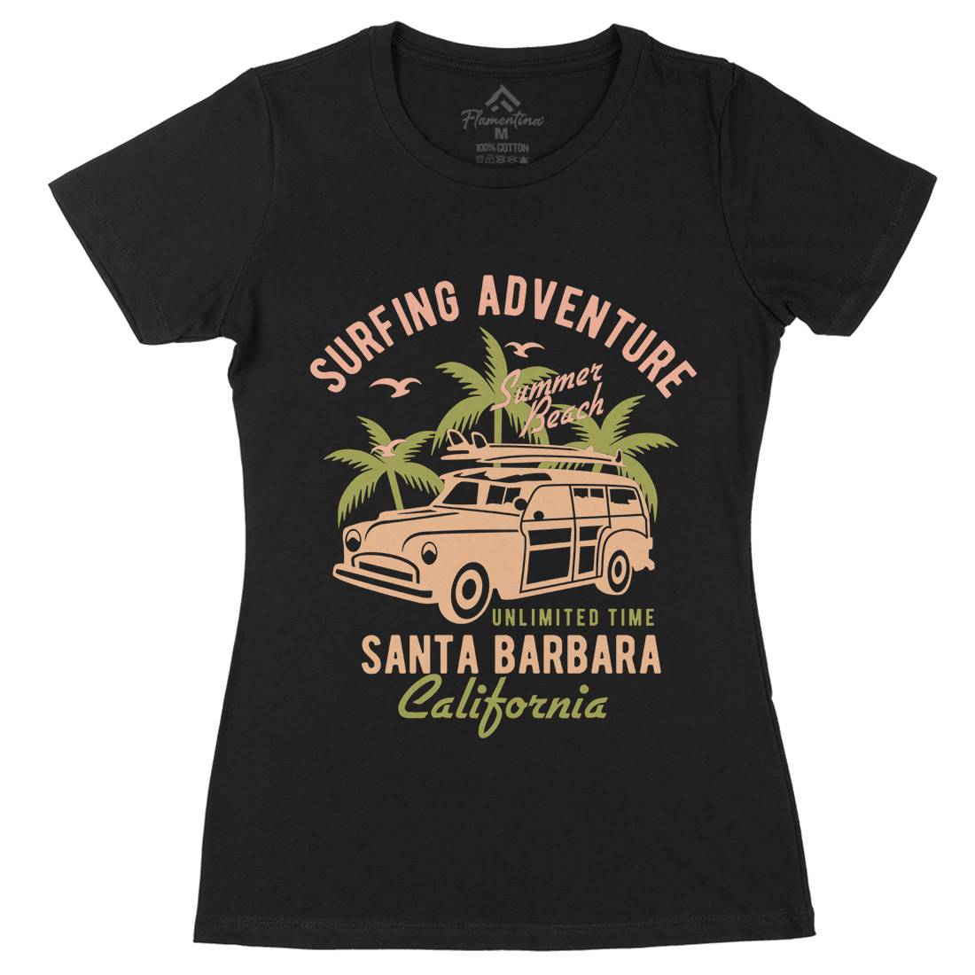 Surfing Adventure Womens Organic Crew Neck T-Shirt Surf B462