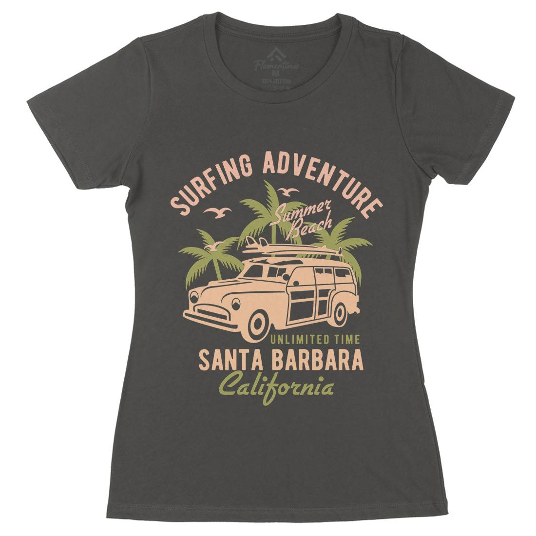 Surfing Adventure Womens Organic Crew Neck T-Shirt Surf B462