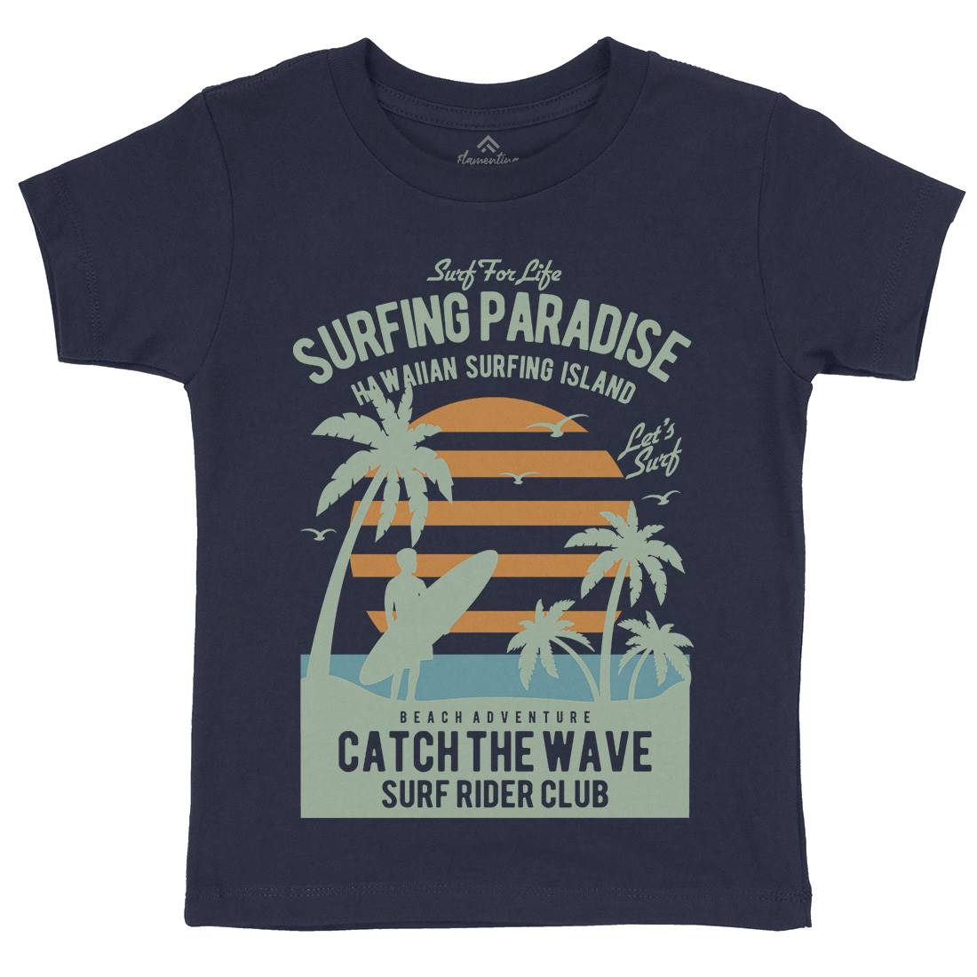 Surfing Paradise Kids Organic Crew Neck T-Shirt Surf B463